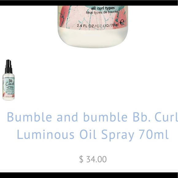 NWT BUMBLE & BUMBLE Bb. CURL LUMINOUS OIL SPRAY - Picture 3 of 3